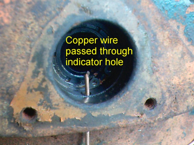 Wire passed through indicator hole